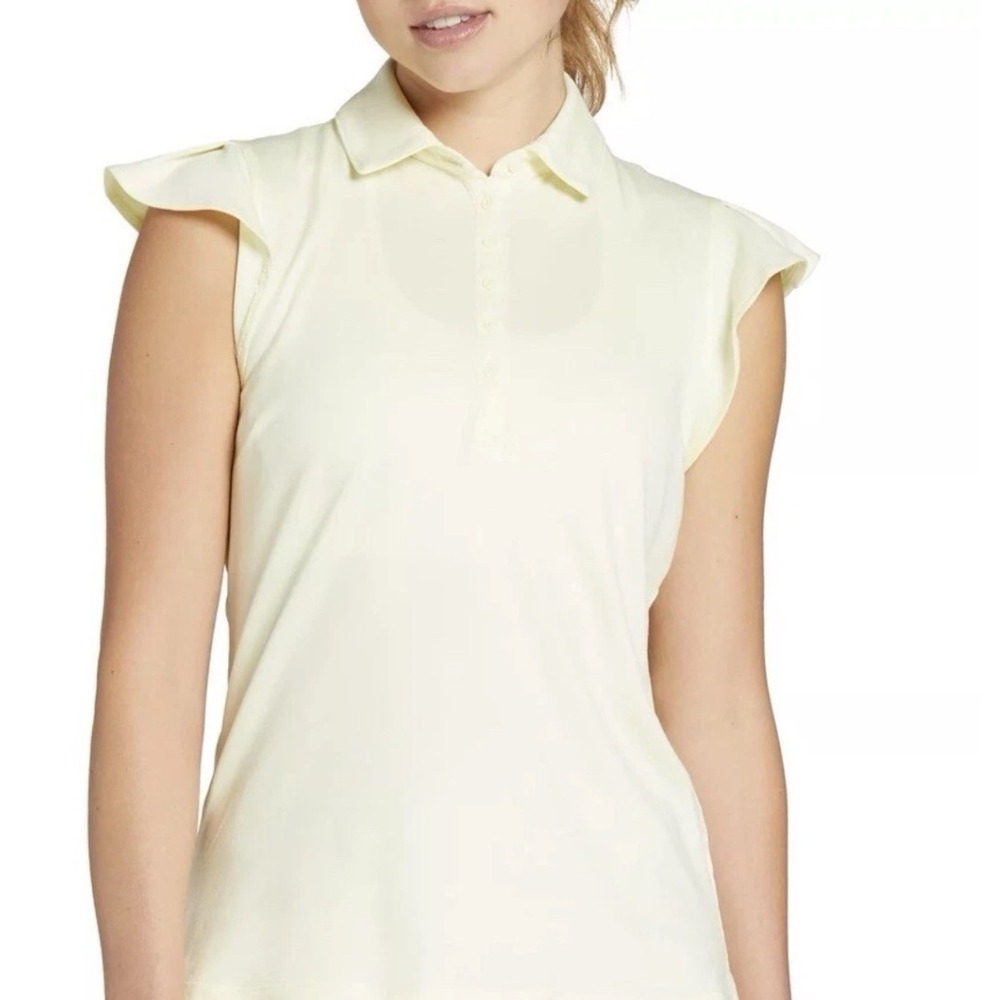 Walter Hagen Women's Lemon Sorbet Sleeveless Ruffle Golf Polo Shirt XL